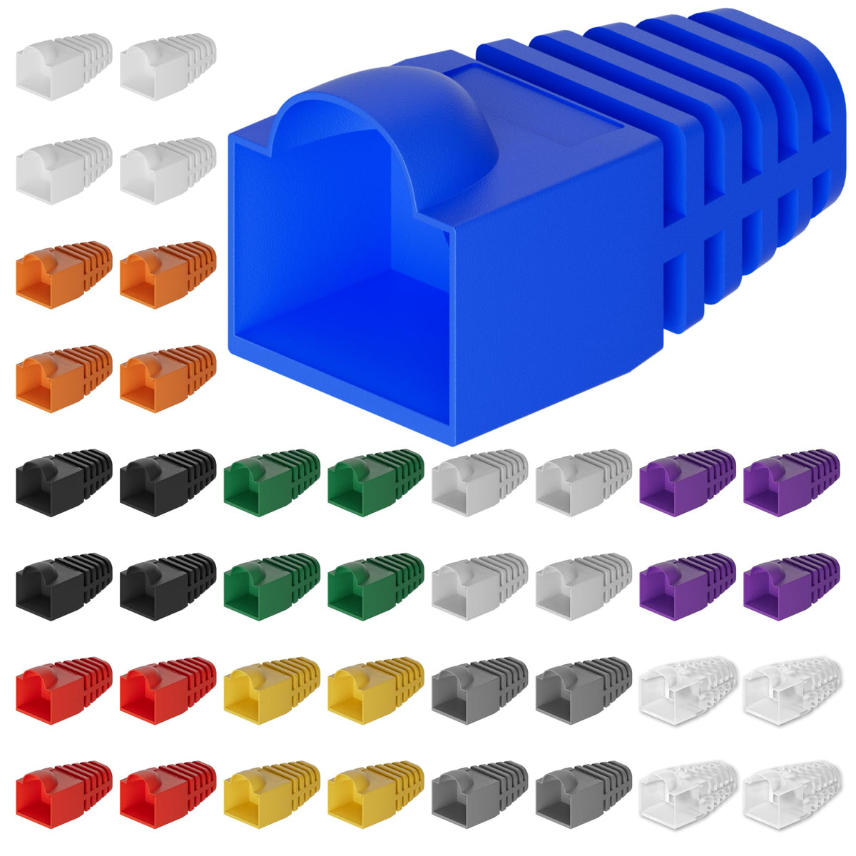 CableGeeker Cat6 RJ45 Strain Relief Boots, 100-Pack, 6.5mm, Blue