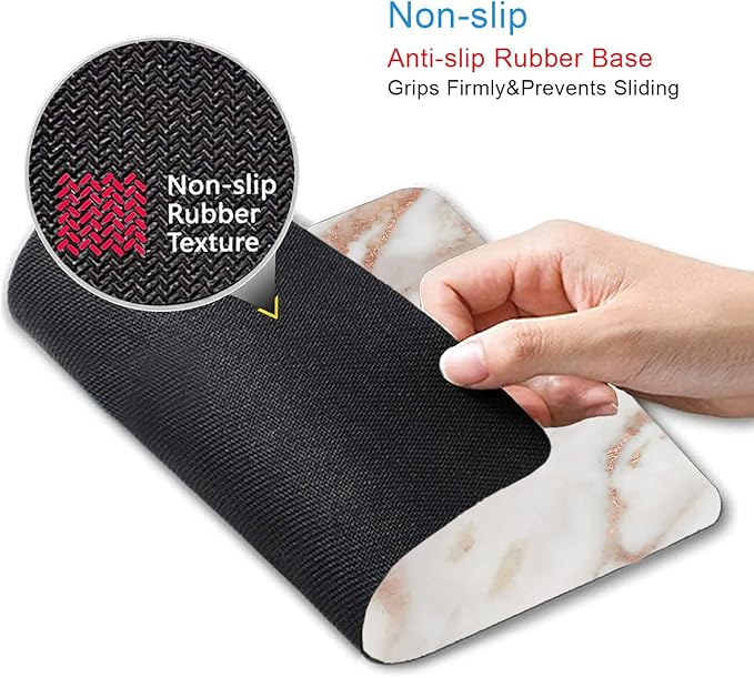 IMAYONDIA Mouse Pad, White and Rose Gold Marble Mouse Pad, Non-Slip Rubber Base Mousepad, Women Girly Computer Small Mouse Mat for Work Office Home, 9.5 x 7.9 Inch- Abstract Metallic Luxury Texture