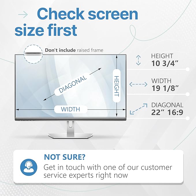 VINTEZ 22 Inch 16:9 Privacy Screen for Computer Monitor and Laptop - Anti Glare Protector Film Blue Light Filter Eye Protection - Computer Screen Privacy Shield, [1 Pack]