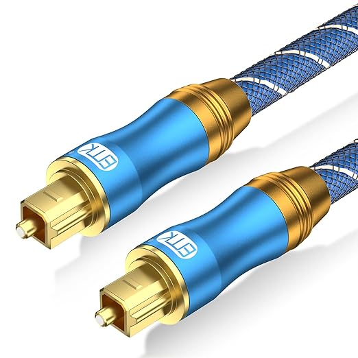 EMK Digital Optical Audio Cable Fiber Optical Toslink Cable SPDIF Audio Cable Male to Male Cord for Home Theater, Sound Bar, TV, PS4, Xbox, PlayStation & More (15Feet/4.6M)