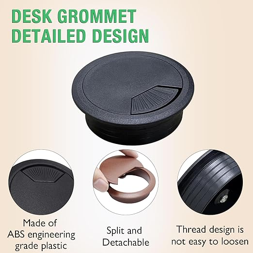 5 Pcs Desk Grommet 2" / 50 mm, Desk Cord Hole Cover, Cable Grommet ABS Plastic, Desk Hole Grommet for Home & Office Pc, Detachable Adjustable Cable Cord Organizer-Reddish Brown