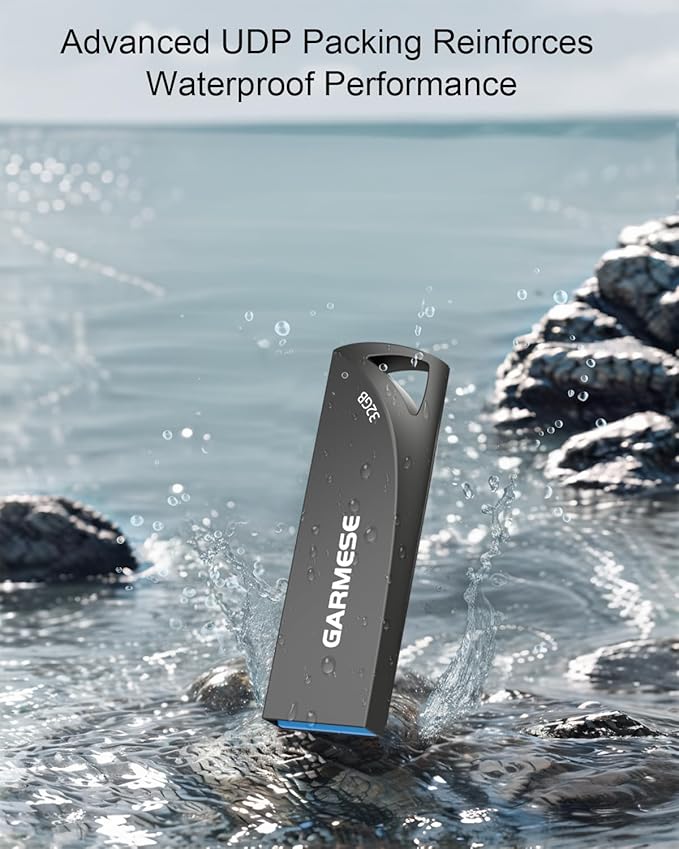 32GB USB 3.0 Flash Drive, 5-Pack Waterproof Metal USB Memory Stick, Slim Thumb Drive Portable Pen Drive with Keychain Hole Stylish Jump Drive for Computer/Car/Smart TV