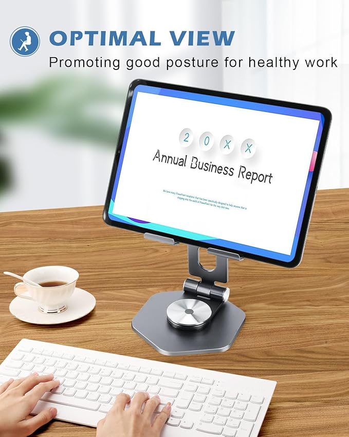 Tablet Stand, Aluminum Desktop Holder, Compatible with 5-12.9" iPad, Grey