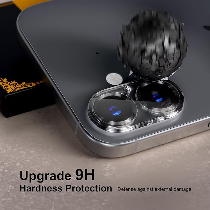 beuxece for 6 Pack iPhone 16 / iPhone 16 Plus Camera Lens Protector [Drop Protection] [Case Friendly] [Easy Installation] 9H Tempered Glass Camera Screen Protector Cover Accessories, CD Black
