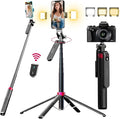 WOVTE 62" Selfie Stick with 2 Lights, Extendable Stand for iPhone, Selfie Stick with Remote, Portable Phone Tripod for Cell Phone Compatible with iPhone/Android, Camera & GoPro
