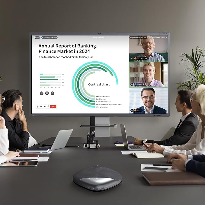 HORION Conference Speaker with Microphone, Wireless Bluetooth Speakerphone for Office Meeting Computer PC, w/8 Mics, 20ft Voice Pickup, 8H Call Time, AI Noise Cancelling, Portable with Zoom/Teams