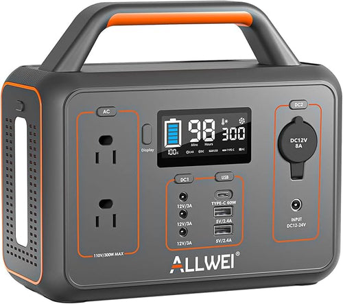 ALLWEI 500W Solar Generator with 100W Solar Panel, 512Wh LiFePO4 Battery
