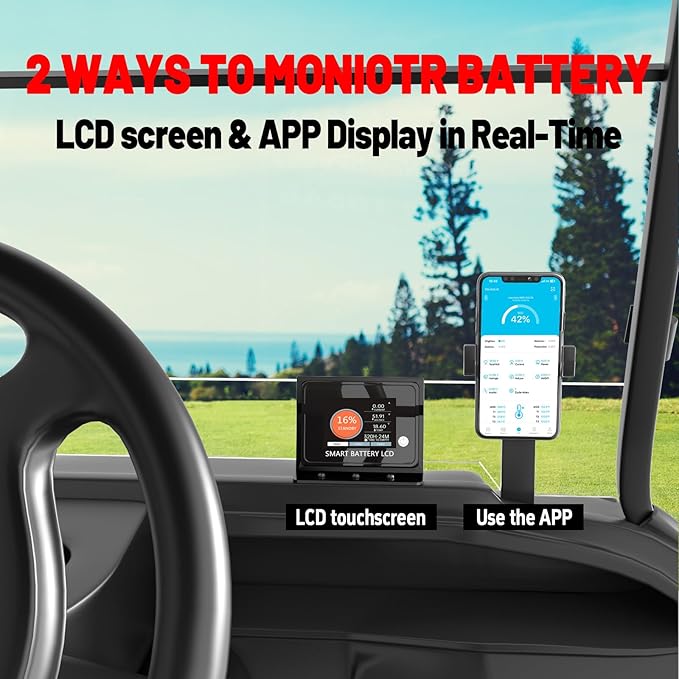 36V 300Ah Golf Cart Lithium LiFePO4 Battery with Charger and 200A BMS Grade A Cells Deep Cycle Rechargeable Battery,10000+ Cycles,Perfect for Golf Cart,Off Grid Applications (36V 300Ah-GC)