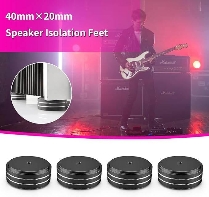 Audiocrast 4X HiFi Speaker Spikes Isolation Stand Feet Pad Aluminum 40x20mm Audio Isolators Amplifier Shock Absorber Non-Slip Hi-End Floor Protector for Subwoofer DAC CD Turntable Amp
