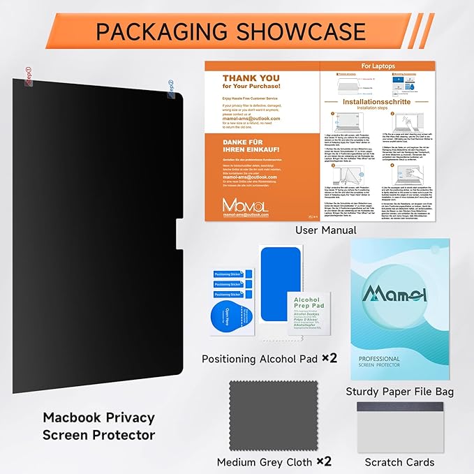Privacy Screen for MacBook Pro 13 Inch (2016-2022, M1, M2) & Air 13 inch (2018-2021, M1), Matte Anti Glare Blue Light Filter, Nano No Glue Anti Spy Black Protector for Mac Pro 13In Laptop Computer