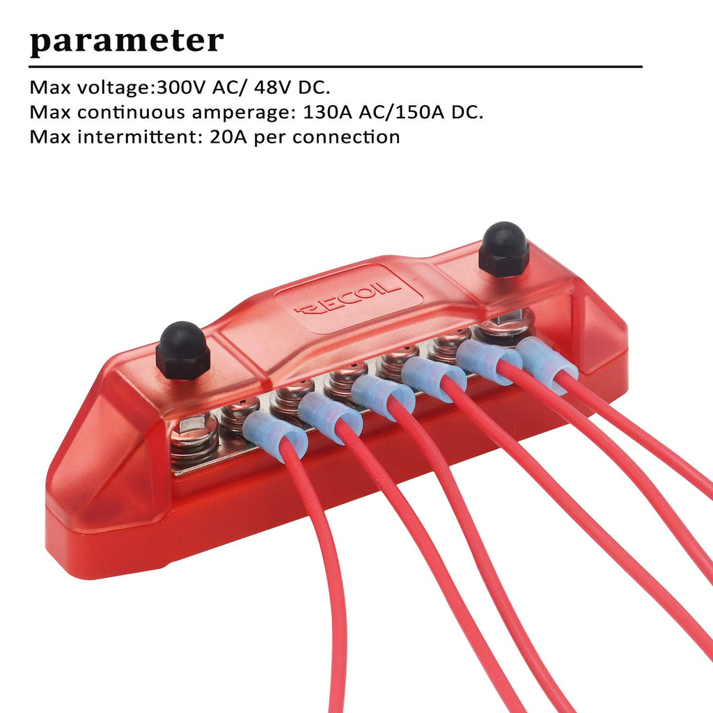 Recoil BBS25P Bus Bar 2 M5 Studs 5 Screw Terminal Power Distribution Block
