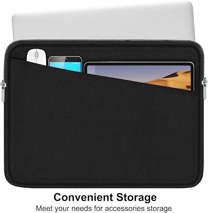 Laptop Sleeve Case 13.3 Inch, Durable 14 Inch Laptop Case Computer Carrying Bag Protective Cover Compatible with 13 14 inch MacBook Pro, MacBook Air, Dell, HP, Lenovo, Notebook, Computer, Black