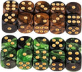 20PCS Polyhedral D6 Dice 16mm Acrylic 6 Sided Dice Game Dice for RPG MTG DND Dice Table Games (Green Black and Black Gold)