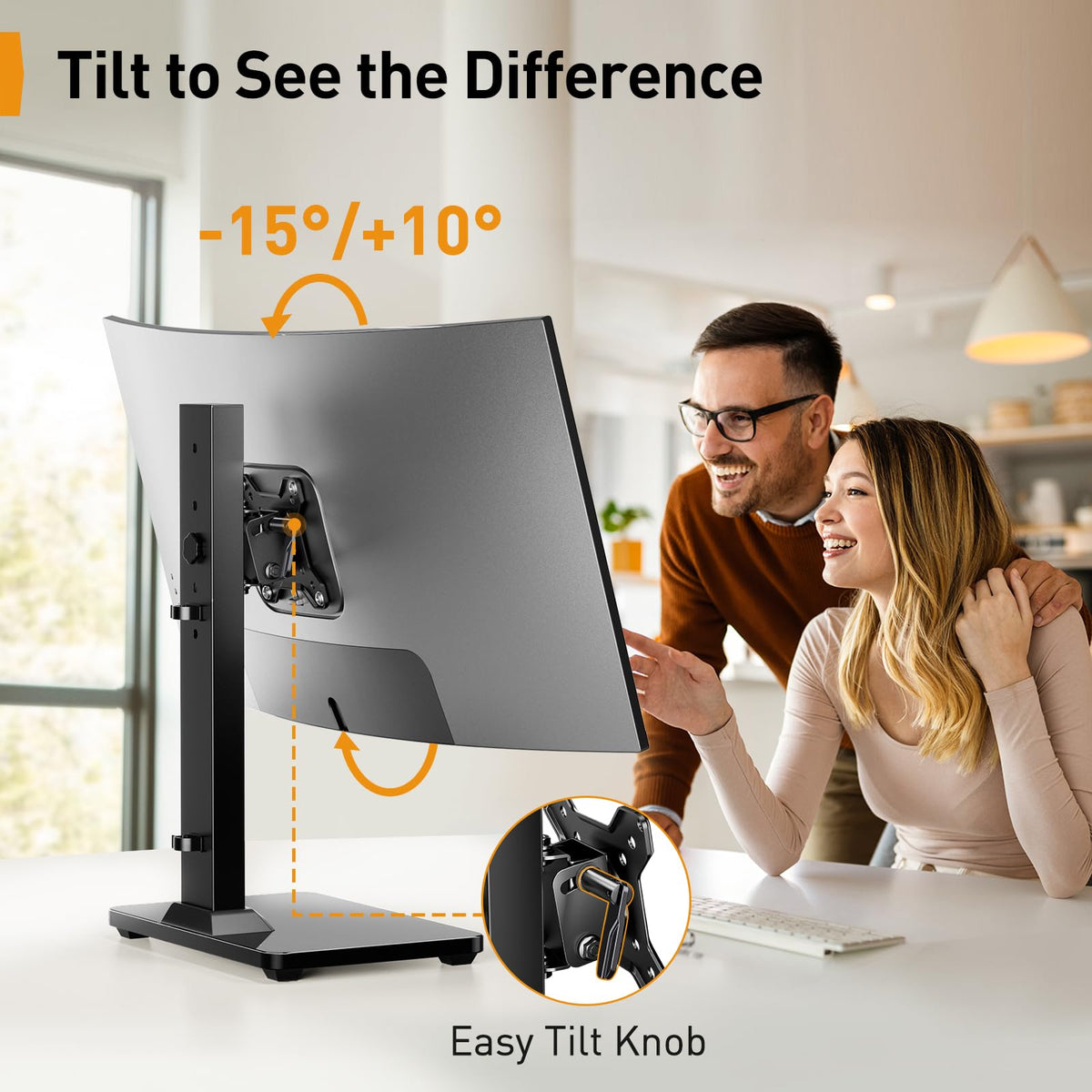 Perlegear Single Monitor Stand for 13–34 inch Screens up to 44 lbs