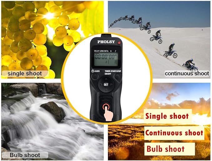 PHOLSY P6 Timer Remote Control Cable with Intervalometer for Panasonic S5, S1H, S1RM, S1R, S1M, S1, G95, G91, FZ10002, G9, GH5, G85, G81, GX8, GX7, GH4, GH3, FZ2500, FZ2000, FZ1000, FZ300, FZ200