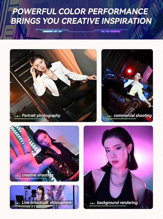 YONGNUO YNLUX100 RGB 120W LED Video Light Handheld Light with Bowens Mount 2700k-10000k Bi-Color tempreture and RGB 2.4G APP Remote Control for Studio Video, YouTube, Vlog, Live Stream, Filming, etc