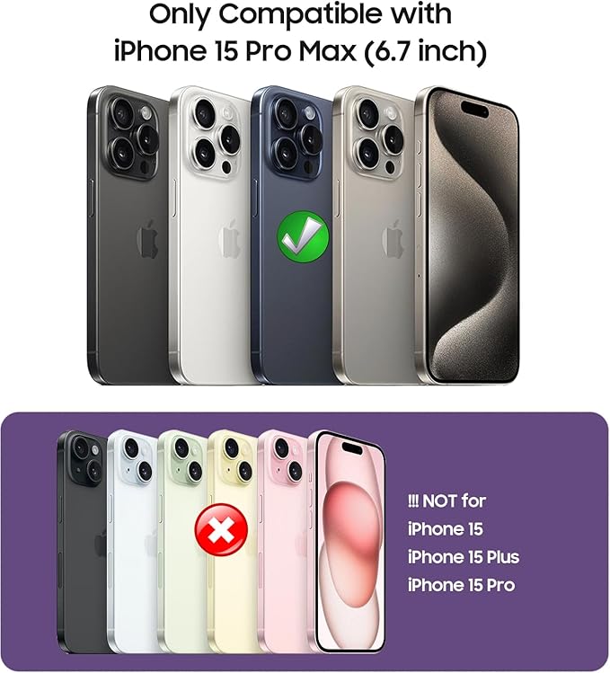Magnetic for iPhone 15 Pro Max Case [Compatible with MagSafe][Built-in Camera Lens Protector] Slim Soft Silicone Bumper Shockproof Metallic Luster Phone Case (Titanium Gray)