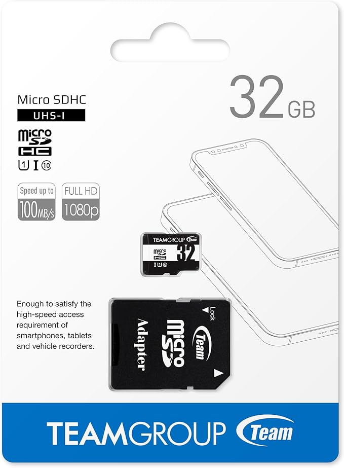 TEAMGROUP Micro 32GB x 5 Pack UHS-I U1 Class 10 SDHC SDXC Read Speed up to 100MB/s High Speed Flash Meomry Card with Adapter for Camera, Surveillance, Full HD Shooting TUSDH32GCL10U63
