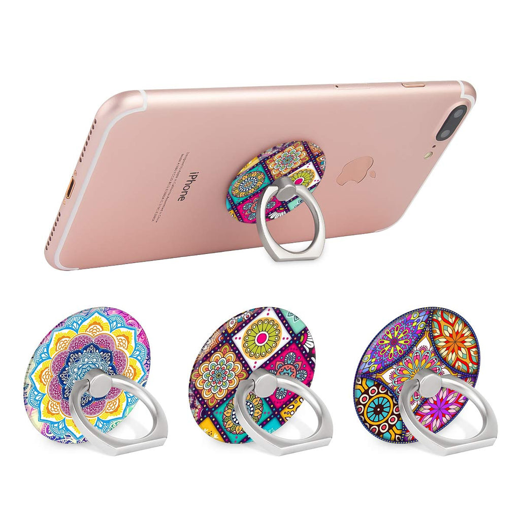 Bonoma Cell Phone Ring Holder Stand,3- Pack Colorful Mandala