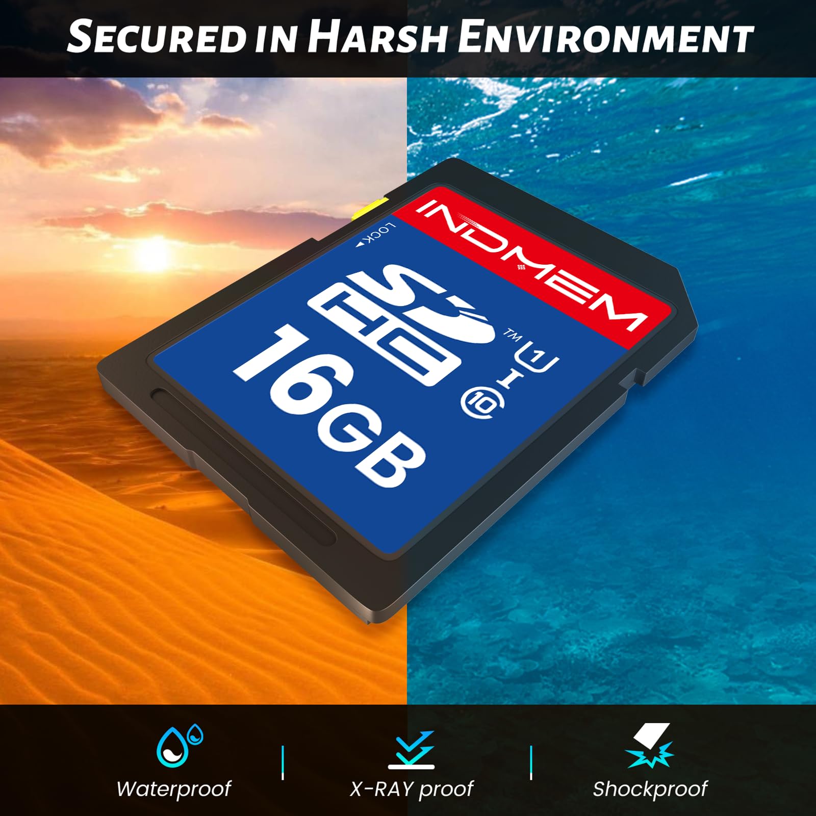 INDMEM SD Card 16GB, 10-Pack UHS-I Class 10 MLC Flash Memory Card, High-Speed Secure Digital Cards for Cameras, DSLR, Action Cams - Reliable Storage