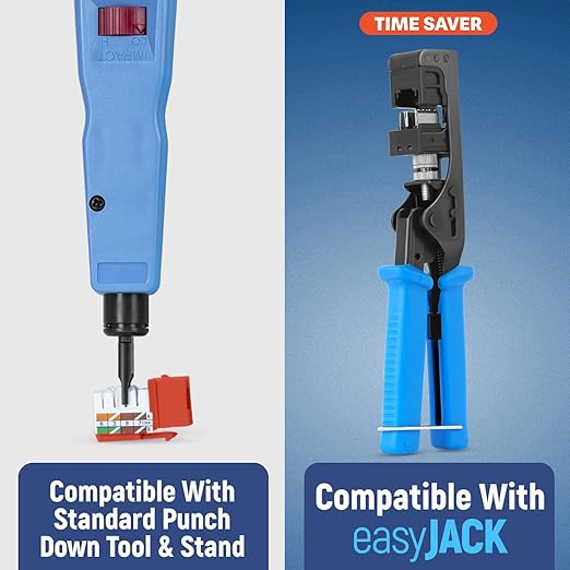 Everest 90° Angled RJ45 Cat5e Keystone Jacks 10-Pack in Orange - Slim Profile Female RJ45 Connectors - Cat 5e Keystone Jack - Compatible with 90° Angled Speed Termination Tool - easyJACK (B094WB91H3)