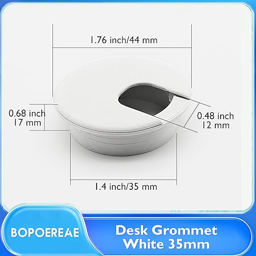 Desk Grommet 1-3/8" (35 mm), Desk Cord Hole Cover, Cable Grommet ABS Plastic, Desk Hole Grommet for Office and Home Table Cable, Detachable Cable Cord Organizer (White 8 Pcs)