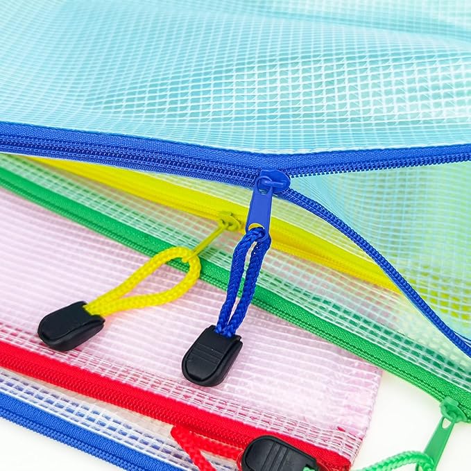 AUSTARK 20pcs Mesh Zipper Pouch Bags, Multipurpose Waterproof Organization Storage Bag for Office School Home Travel (B4 Size 15''x11'', Multicolored)