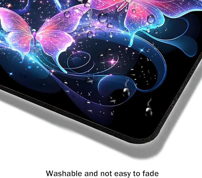 Mouse Pad, Cute Glitter Butterfly Mouse Pads for Desk, 9.5" x 7.9" Non-Slip Rubber Base Computer Mousepad with Women, Portable Square Design for Wireless Mouse and Pad Laptop Office & Travel