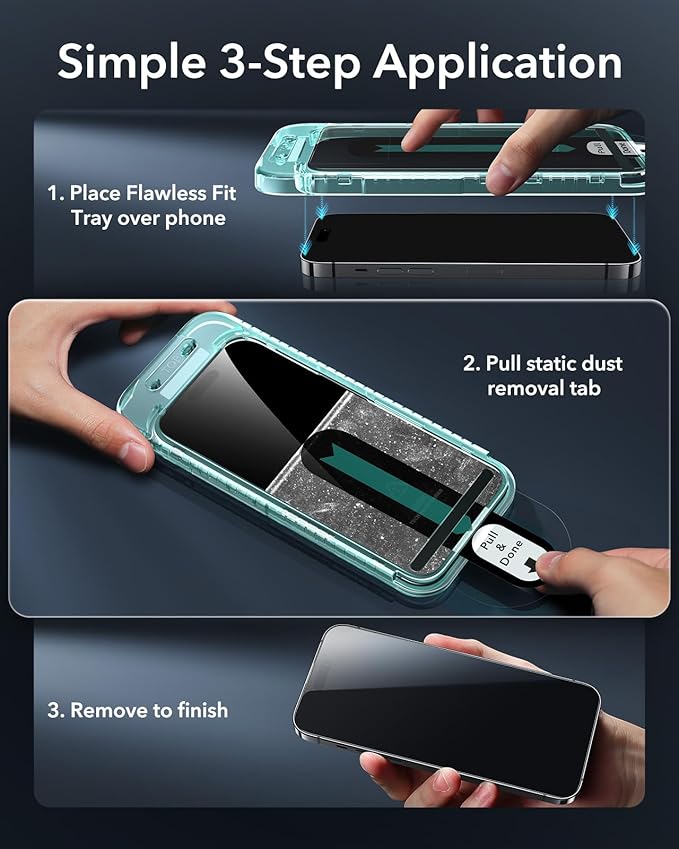 ESR 3 Pack for iPhone 14 Pro Max Privacy Screen Protector, Anti-spy Tempered-Glass Privacy Screen Protector with Flawless Fit Tray