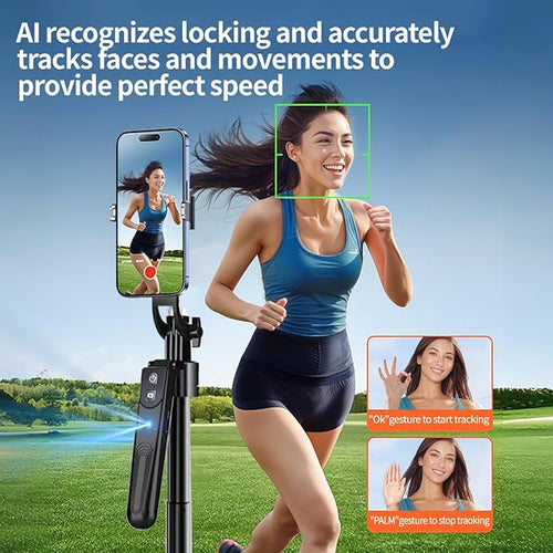 Auto Face Tracking Tripod with 360 Rotation Stand, 70.9"Ai Motion Tracking, Grados de Movimiento Celular Selfie Stick Rotation with Remote, Motion Sensor Phone Stand, for Vlog/Live Stream/Video Record