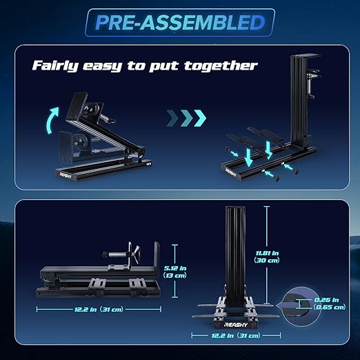 Reashy Hotas Mount, Joystick Mount, Aluminum Flight Stick Desk Mount for Logitech X56, X52, X52 Pro, Thrustmaster T.1600M, TCA, T.Flight Hotas One, 4, X, Airbus, VKB Gladiator Nxt (Gray)