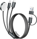 Temdan for Travel Vacation Essentials,3 in 2 USB C Cable for Apple Watch Charger/iPhone 16 Charger/Lightning,Multi Charging Cable Cord,Camping Essentials,Designed for iWatch &iPhone 16-12-4FT Black