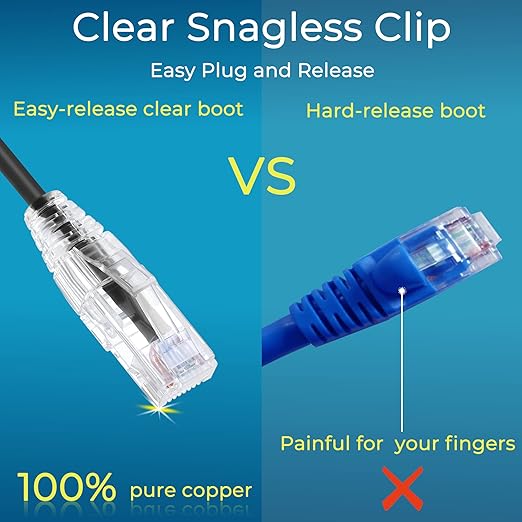 Rapink Patch Cables Cat6/ Cat6a 3ft (24 Pack) Slim, Cat6a Ethernet Patch Cable 10G Support, Snagless Cat 6 Patch Cable for Patch Panel to Switch, Flexiable Cat6 Ethernet Cable Black