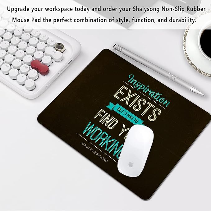 Inspirational Work Quotes Mouse Pad Personalized Design, Non-Slip Surface, Rubber Base, Small Office Desk Pad for Computers and Laptops