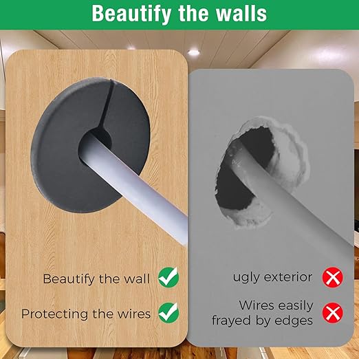 4pc Starlink Cable Grommet 1" Silicone Waterproof Wall Hole Pass Through Split Cable Bushings for TV Wire Ethernet Cord, Starlink Cable Routing Kit Accessories, 52.5mm/2.07" Ht, White
