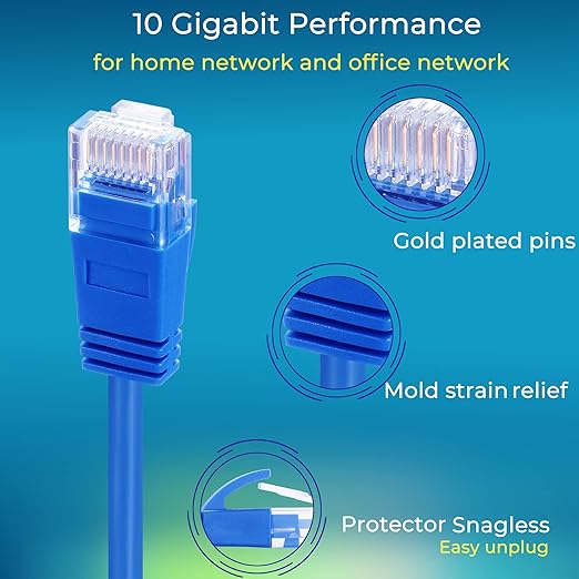Rapink Patch Cables Cat6a 1ft (50 Pack) Slim, Cat6a Ethernet Patch Cable 10G Support, Snagless Cat 6 Patch Cable for Patch Panel to Switch, Flexiable Cat 6a Ethernet Cable with Gold Plated