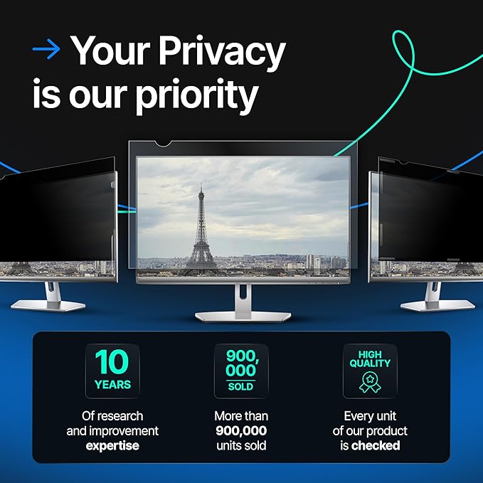 VINTEZ [2 Pack] 23 Inch 16:9 Privacy Screen for Computer Monitor and Laptop - Anti Glare Protector Film Blue Light Filter Eye Protection - Computer Screen Privacy Shield