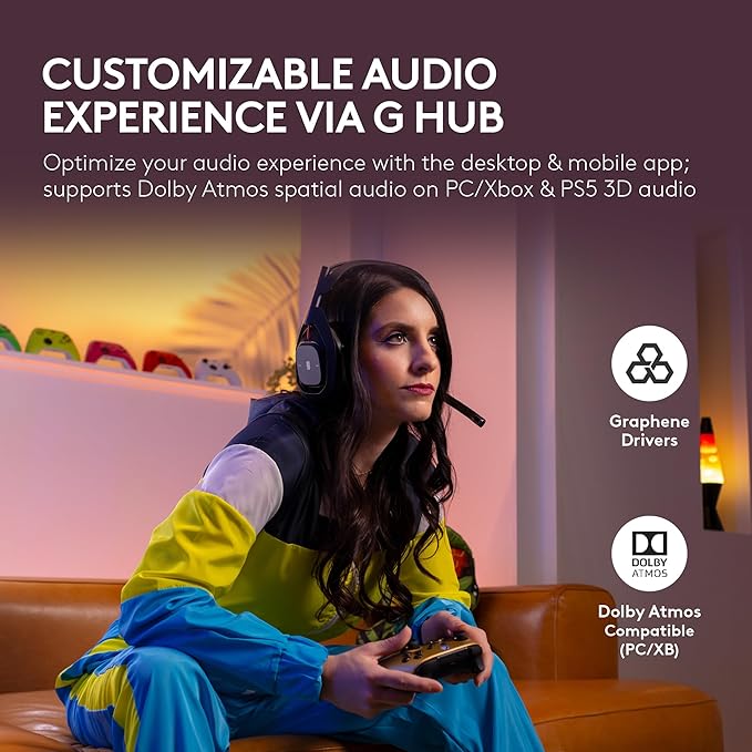 Logitech G Astro A50 Omni-Platform Wireless Gaming Headset + Base Station for PS5, Xbox, PC: PLAYSYNC Audio Switcher, <16 bit/48kHz (Console), <24 bit/48 kHz (PC), 24hr Battery, 2.4GHz & BT - White