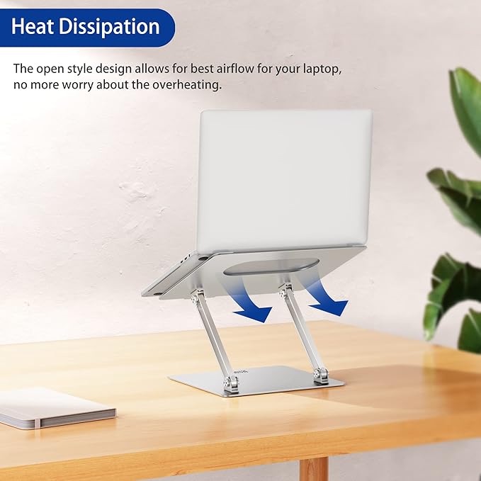 BESIGN LS10 Aluminum Laptop Stand, Ergonomic Adjustable Notebook Stand, Computer Holder Compatible with Air, Pro, Dell, HP, Lenovo More 10-14" Laptops, Silver