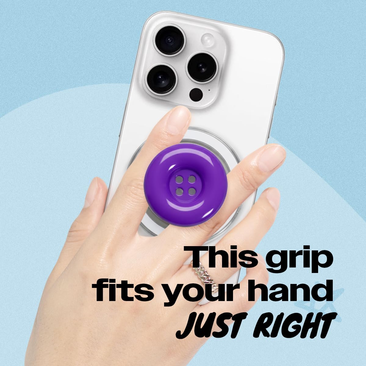 Solid Color Button Phone Grip – Minimalist Design, Durable and Lightweight, Grip and Stand for Smartphones (Purple, Magnetic Type)