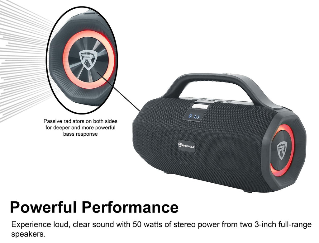 Rockville SONIC-50L Large Portable Bluetooth Speaker for Parties, Black