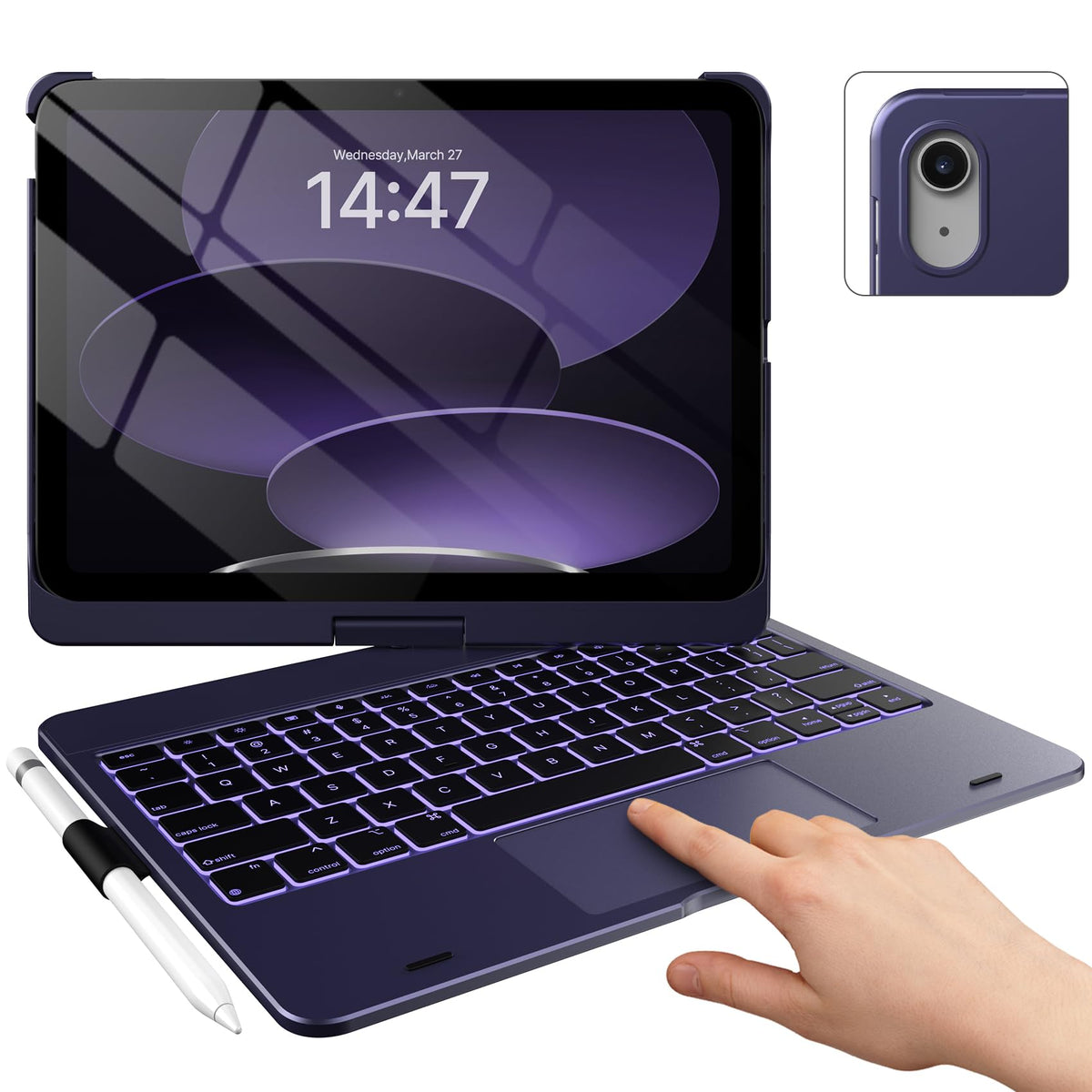 typecase Touch iPad A16 11th/10th Gen Case with Keyboard, 360° Rotating