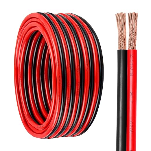 14 Gauge Wire 2 Conductors Copper Wire, 14 AWG Battery Cable Oxygen Free Copper Wire for Solar Panel, Automotive, Trailer, RV and Speaker (14 Gauge 200FT)