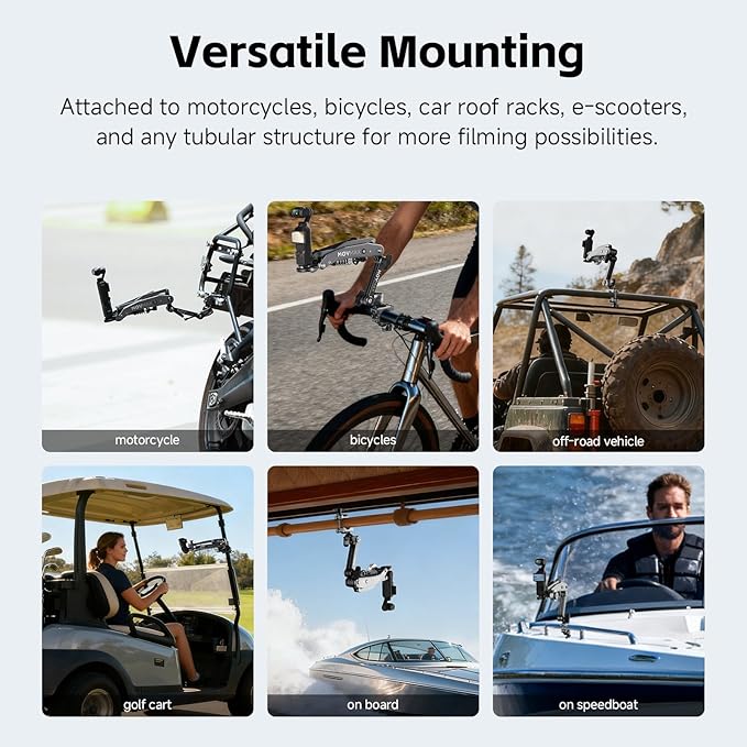 MOVMAX Blade Arm Bike Motorcycle Handlebar Mount Stabilizer, Camera Clamp Mount Shock Absorber for DJI Osmo Pocket 3, Insta 360, GoPro Hero Cameras w Ball Head, Pocket 3 Accessories