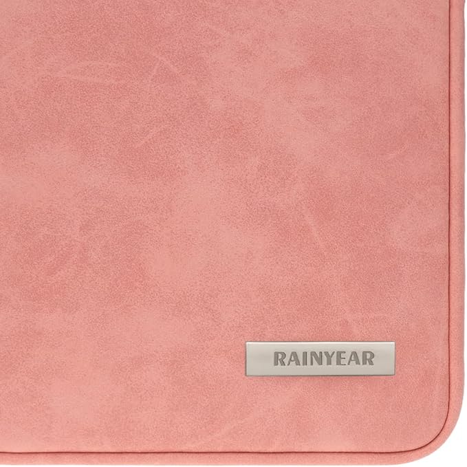 RAINYEAR 15.6 Inch Laptop Sleeve Protective Case PU Suede Leather Zipper Padded Cover Water Resistant Carrying Bag Compatible with 15.6" Notebook Computer Chromebook(Coral)