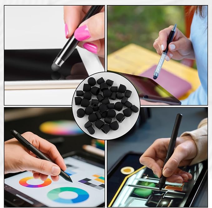 30PCS Rubber Tips for Stylus Pens, 2 Size 0.2'' & 0.28'' Replacement Nibs for Touch Screen Pen & No Scratches Soft Sensitivity Stylus Ends Replacement Tips for Stylus Pens