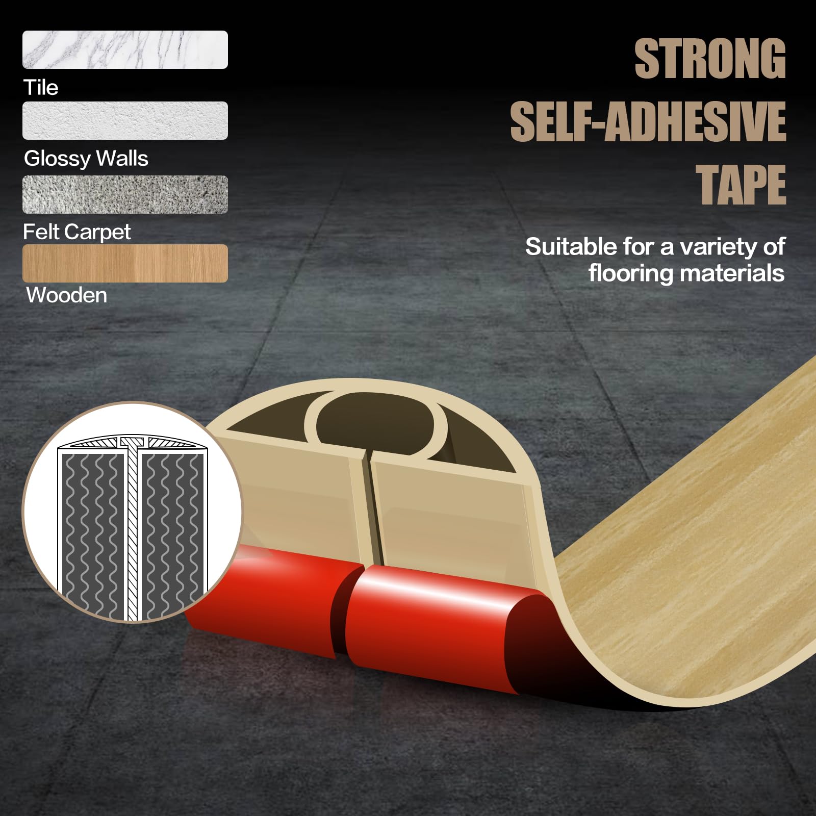 Floor Cord Cover Self Adhesive Cord Hider,3.3FT Cable Management, Extension Strip Protector for Wires, Prevent Cable Trips for Offices, Gyms, Exhibitions Cavity:0.47"(W) x0.35(H) WoodLightyellow