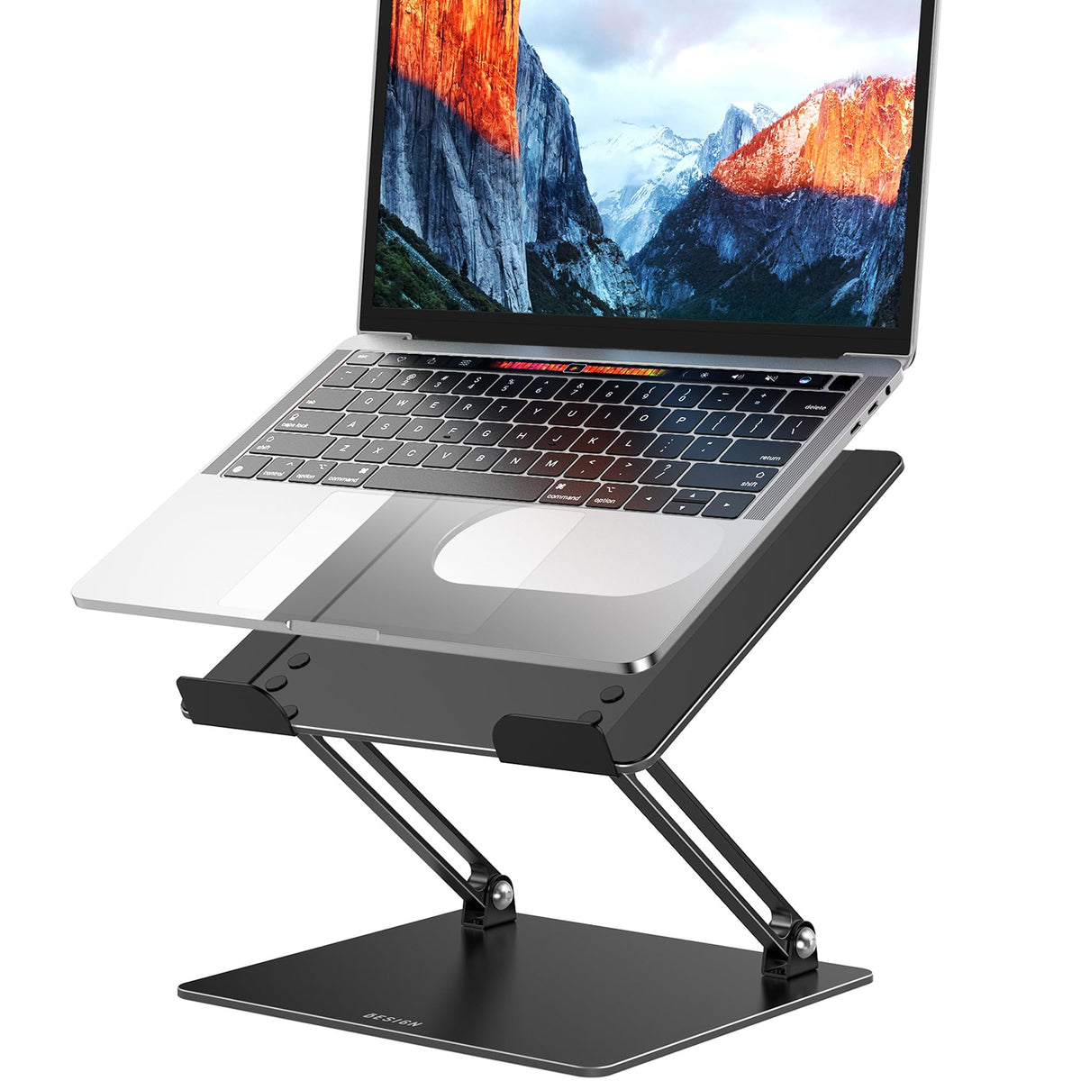 BESIGN LS10 Laptop Stand for Desk, Ergonomic Adjustable Notebook Tablet Stand, Foldable Laptop Riser, Portable Desktop Book Stands, Computer Holder Compatible with 10-14" Laptops, Black