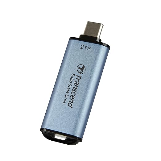 Transcend 2TB External SSD, USB 3.2 Gen2, Up to 1,050MB/s, Portable SSD with Type C, for Steam Deck, ROG Ally, MSI Claw, Windows & Mac, iPhone, iPad, Android, PS5, Xbox, Smart TV, Sky Blue
