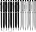 FIRCRE 15 Pack Stylus Pens for Touch Screens Stylus Pen Compatible with Phone Tablets Kindle and Black Ink Ballpoint Pens-2 in 1 Stylists pens for Touch Screens (Silver & Black)